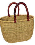 Large Oval Grass Basket with Leather Handles