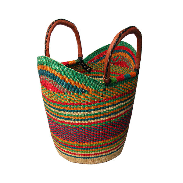 XL Basket Tote with Leather Handles