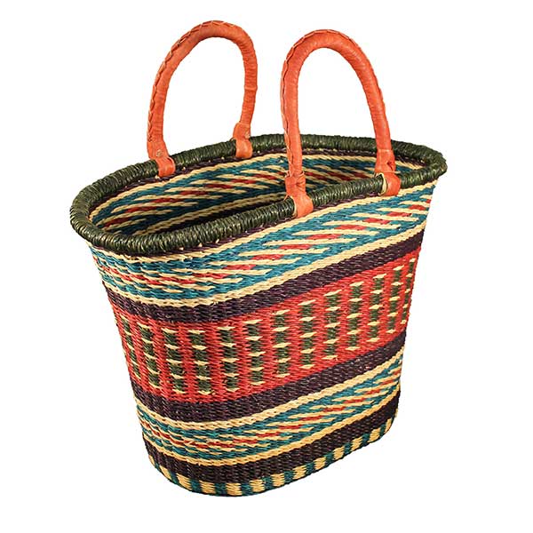 V‑Shape Oval Basket with Leather Handles