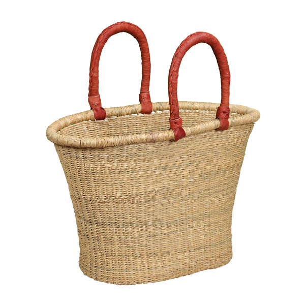 V‑Shape Oval Basket with Leather Handles