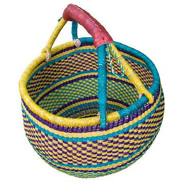 Large Round Basket (leather handle)